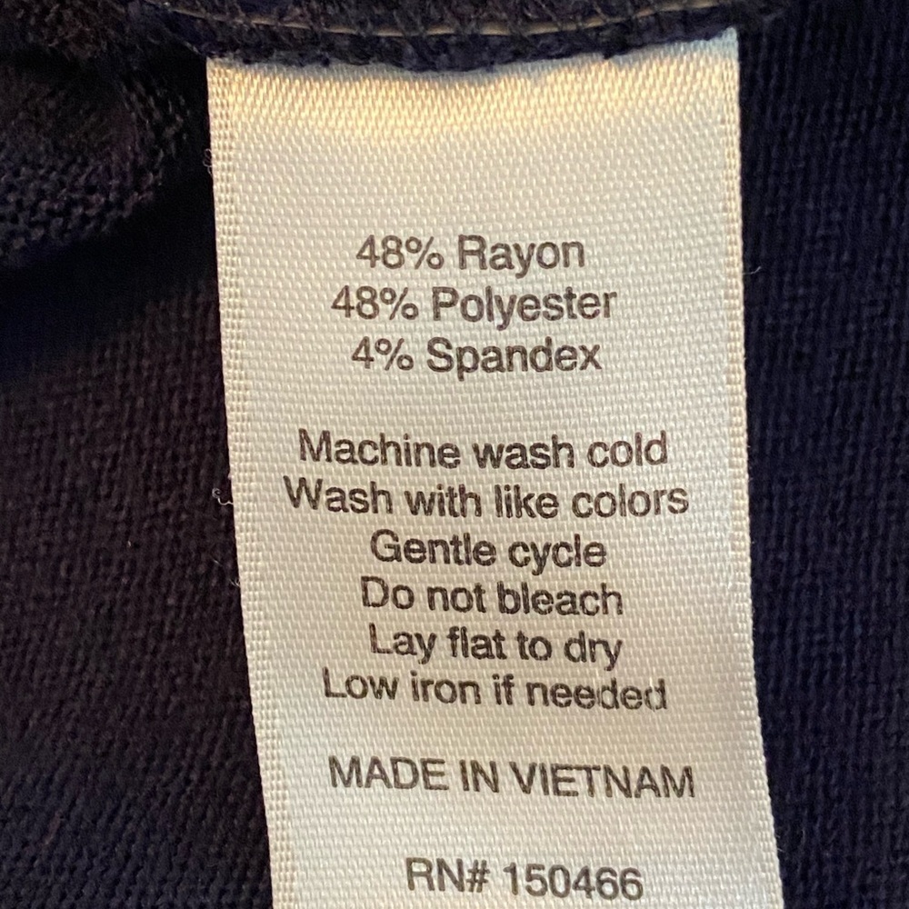 Elegant Navy Blue Faux Wrap Top - Picture 4 of 4